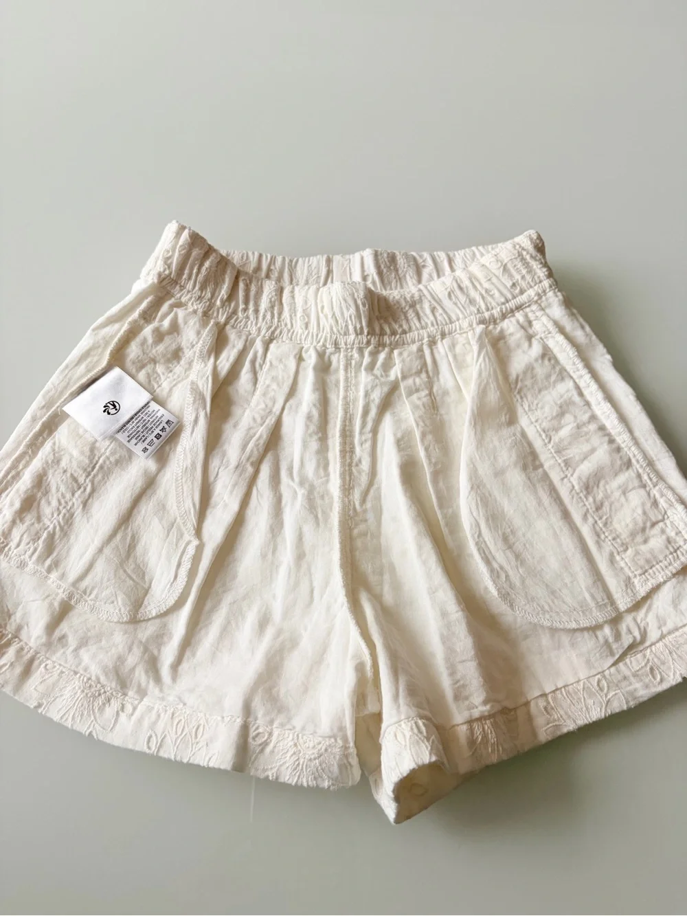Bellerose Cream Eyelet Elastic-Waist Girls Shorts Sz 8